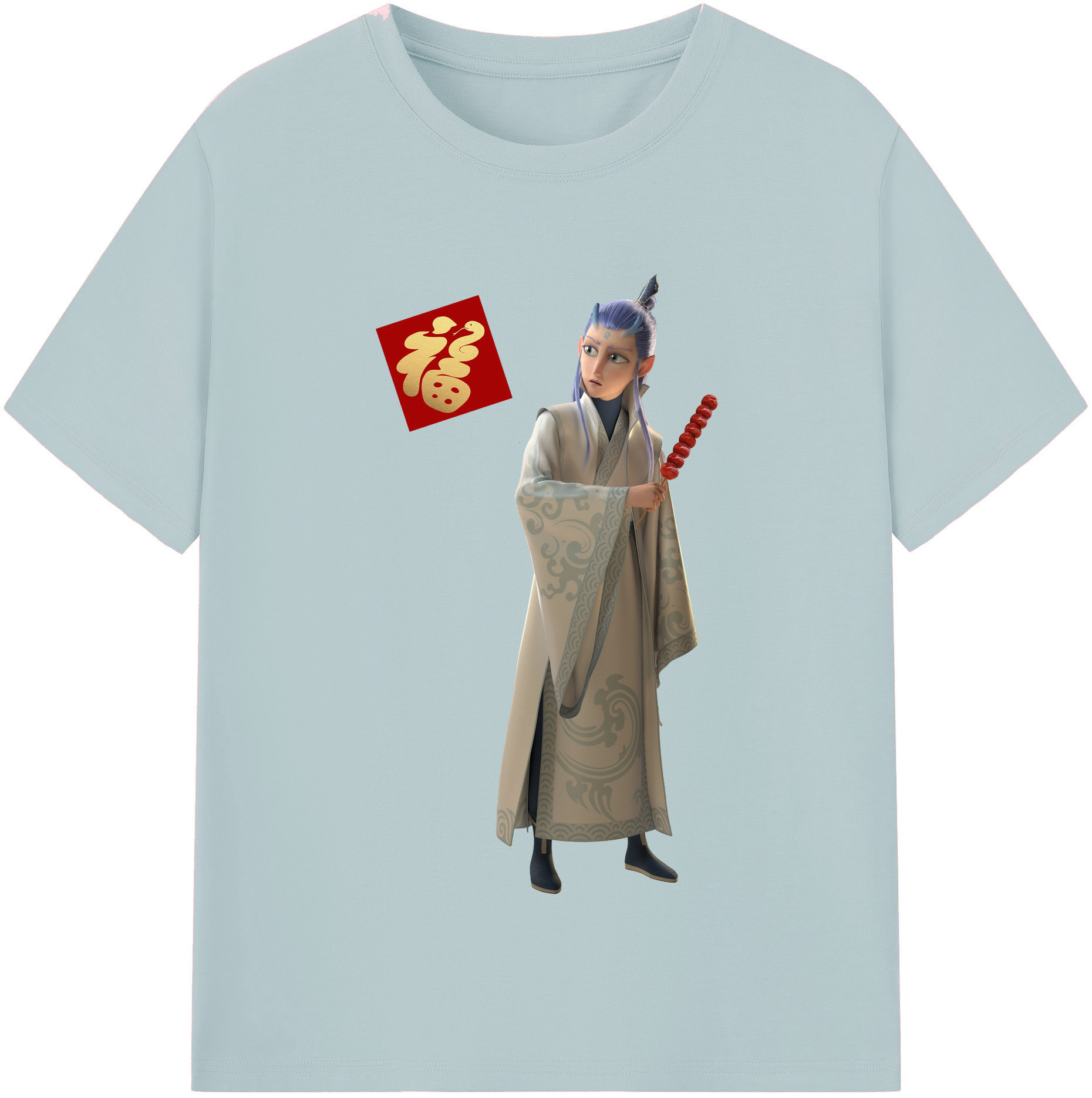 （画像用） Ne Zha 2 ナタ 魔童の大暴れ 綿100％半袖Tシャツ（フロントプリント）